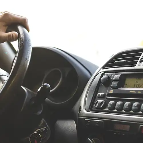 Types of extended audience members for Dial-a-Podcast clients including a person driving a car